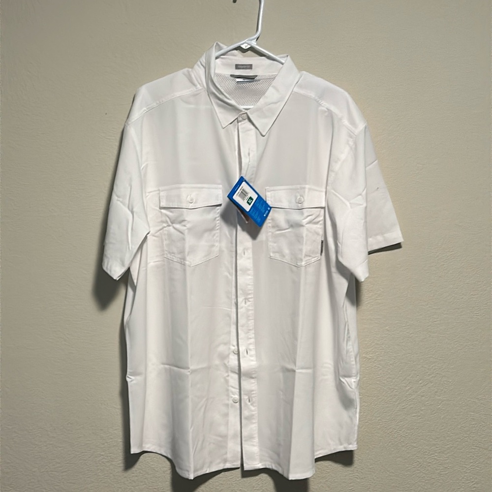 NWT COLUMBIA Men's James Bay Short Sleeve Shirt Sz XL Omni-Shade UPF 40 White